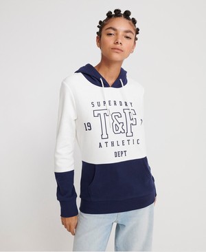 Superdry Track & Field Colour Block Loopback Női Kapucnis Pulóver Sötétkék | XAMGL8295